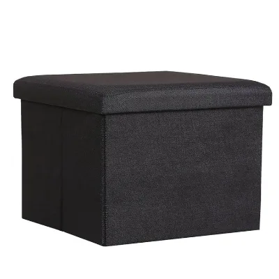 Best Selling Linen Folding Storage Ottoman Cube Footrest Seat Ottoman Storage Box