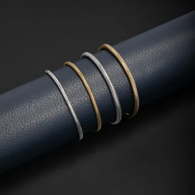 Wholesale Trendy Unisex 18K Gold Plated Hollow Snake Bone Chain Stainless Steel Bracelet