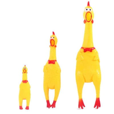 Yellow Screaming Chicken Dog Toy Pet Chew Squeaky Chicken Toy