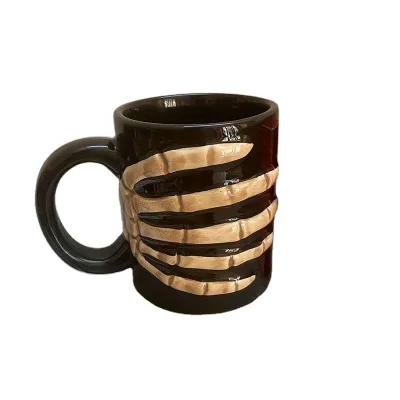 Hand Ceramic Coffee Mug Halloween Skull Ceramic 16oz Mugs for Coffee Tea Hot Chocolate
