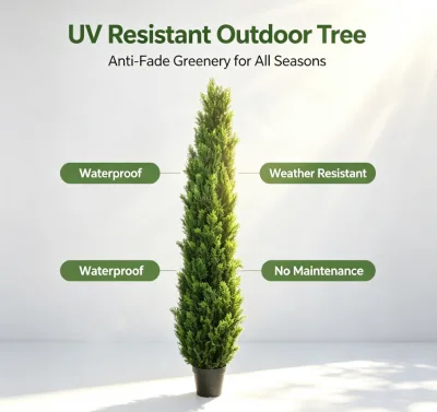 KHM Lifelike Artificial Tall Cedar Cypress Tree Real Touch Faux Pine Bonsai Low Maintenance Modern Living Room Balcony Hotel