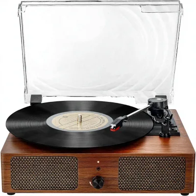 Vintage Vinyl Record Player for 3-Speed Portable Built-in Speakers Belt-Driven USB/AUX-in RCA Line