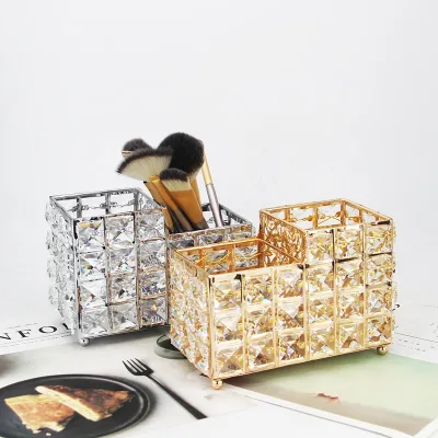 Wholesale Clear Desktop Eyebrow Pencil Storage Bucket Standing Bling Makeup Brush Holder