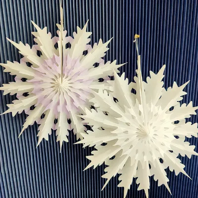 Paper Snowflake Christmas Decorations Handmade Traditional Style Eco Friendly 44cm White and Pink Factory for Holiday Display