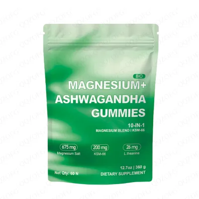 OEM Magnesium Gummies With Ashwagandha 10-in-1Magnesium Blend for Stress Relief Calm & Sleep Support 60 Count Dietary Supplement