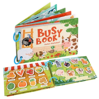 CE CPC EN71Toddler Quiet Book Early Learning Activities Puzzle Paste Matching Game Toy Kids Educational Wooden Busy Books Toys