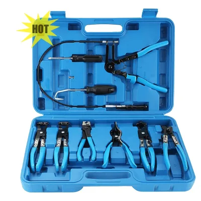 VIKTEC 9pcs Wire Long Reach Hose Clamp Pliers Set for Fuel Oil Water Hose Auto Tools