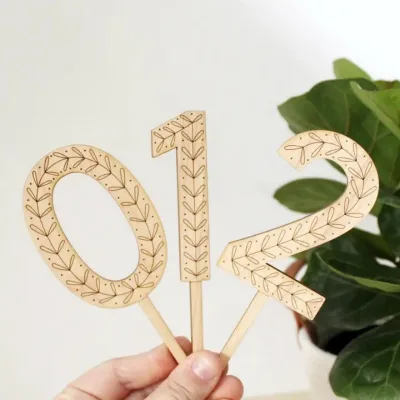 Ins Super Beautiful Wooden Cake Topper Numbers for Party and Birthday Cake Decorations Accessories