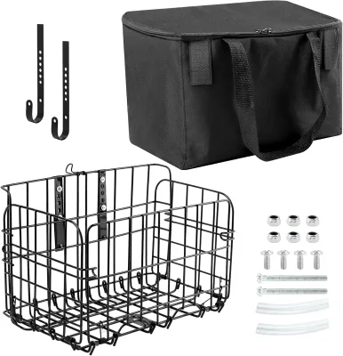 Easy Installation Waterproof Foldable Bike Basket Detachable Oxford Bag E-bike Steel Basket