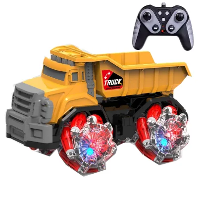 KK 2024 Large 26.5CM(10.45 Inch)Remote Control STUNT Dump Truck for Kids 9 Channels with Light Sound 2.4g TIPER Rc Truck for Boy