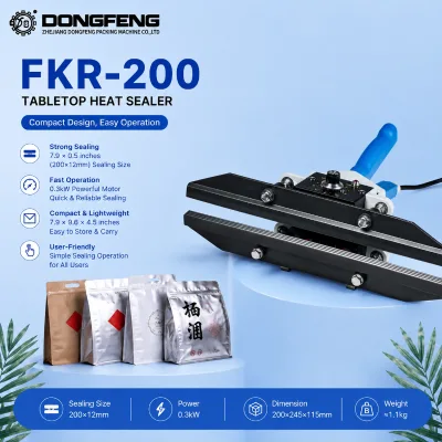 Portable 200mm Heat Sealer Aluminum Body Manual Tabletop Plastic Bag Sealing Machine for Food Tea Nuts Packaging Sealing