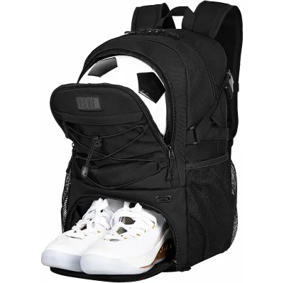 New NEW Football BagBasketball Backpack with Ball Compartment & Shoe Compartment Backpack for Basketball Soccer BLACK