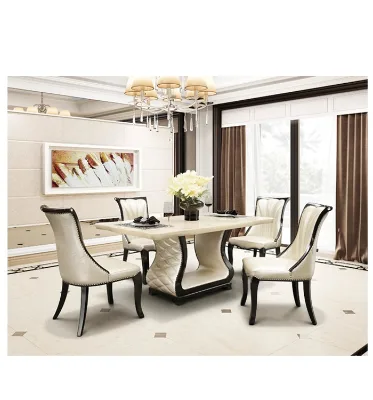 Elegant and Luxury Hot Sale Marble Banquet Wood Tables and Chairs