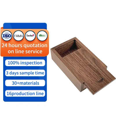 Custom Wooden Unfinished Storage Box with Slide Lid for Wooden Gift Box