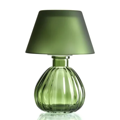 Christmas Dark Green Table Lamp-Shaped Glass Candle Holder Crystal-Decorated Tea Light Candlestick Vintage Wedding Party Decor