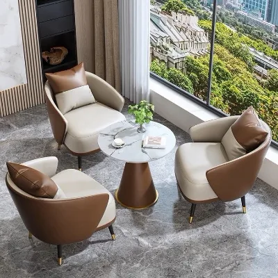 Light Luxury Modern High-End Leather Waiting Chairs & Reception Tables for Hospital Gym Use High-Comfort Ergonomic Eco-Friendly