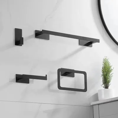 SUS304 Stainless Steel Bathroom Accessories Towel Rack Toilet Roll Holder Wall Mounted Hand Towel Ring