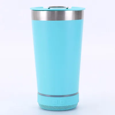 Stainless Steel Round Beer Cup with Bluetooth Speaker Creative Bottle Opener Insulated Large Capacity Car Cup for Camping