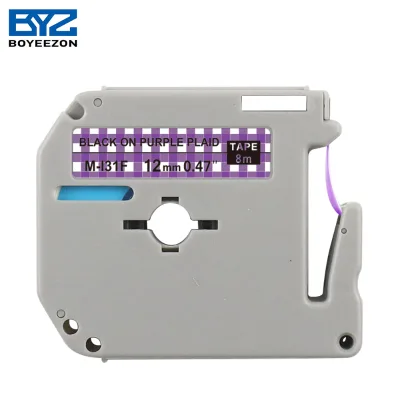 Compatible Brother MK Cartoon Label Tape M-I31F Black on Purple Plaid 12mm Thermal Paper for Brother Label Printer