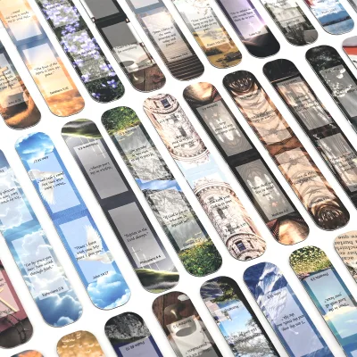 Factory Custom Printed Folding Magnetic Clip Bookmarks 48 Pack Bible Verse Inspirational Quotes Religious Promotional Gift Bulk