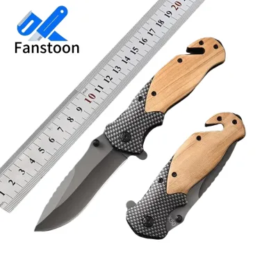 High-quality X50 Aluminum & Olive Wood Handle Folding Knife Multi-functional Tactical Survival Hunting Pocket Knife with Clip