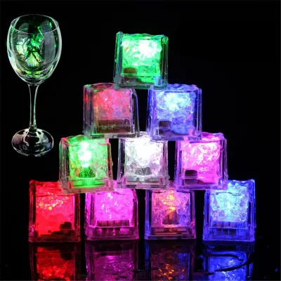 Multiple Color Changing LED Cup Light Reusable Bar Club Flashing Ice Cubes for Party Wall Decorations