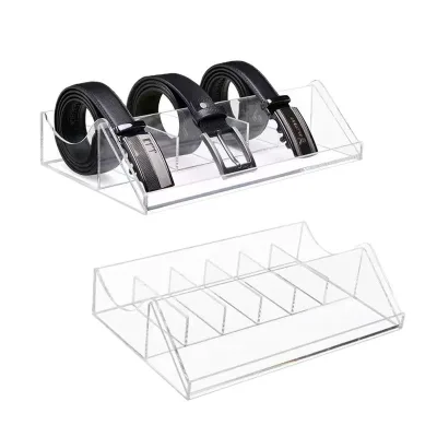 Acrylic HD Transparent Multi-grid Belt Display Stand with Storage Box for Belts and Tie Belts