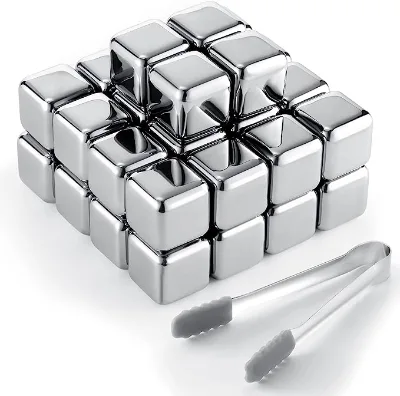 4/6/8 Pcs Reusable Ice Blocks Rocks Stainless Steel Whiskey Stones Cooling Whiskey Chilling Wine Whiskey Stones Gift Set Tong