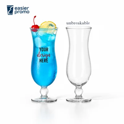 15 oz Plastic Hurricane Cocktail Glass Break-Resistant Cups for Pina Colada
