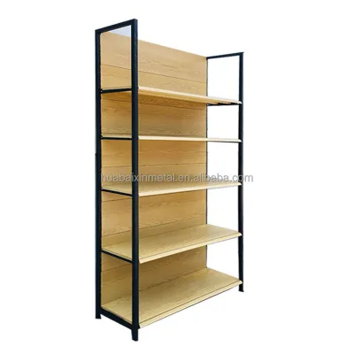Multi-Storey Wood Grain Shelves for Supermarket Convenience Store Stationery & Snacks for Mother & Baby Store Four-Post Display