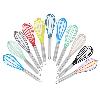 Stainless Steel Whisk Silicone Wire Household Egg Mixer Cream Whisker Kitchen Utensils Baking Foam Maker