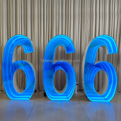 FURUN Custom RGB Infinity Mirror Light Sign Number & Letter Shaped LED Lamp Wedding Decorations Factory Direct Wholesale