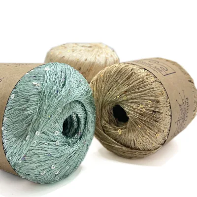 Russian Hot Sell Rayon Fancy 50g 100colors Crochet Thread With Sequins Sparkle Yarn