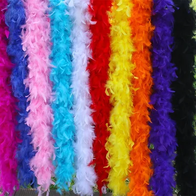 Feather Manufacturer Wholesale 80g Colorful Turkey Chandelle Feather Boa for Party Wedding Dresses Decoration
