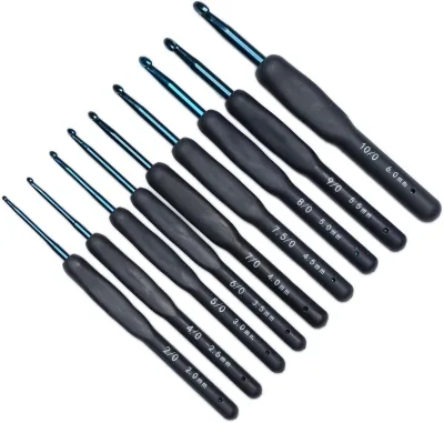 Wholesale Plastic Simple Navy Blue Soft Handle Crochet Hook Knitting Needles for Hand Knitting Weaving Craft DIY Tools