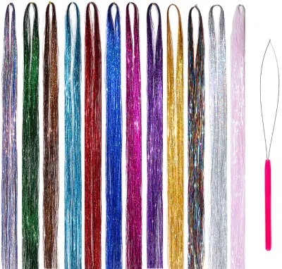 New Hair Tinsel Extension Christmas Tinsel Hair for Party Tinsel Wire Hair Accessories Girl