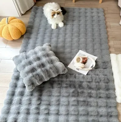 White 2X3ft Round Faux Sheepskin Fur Fluffy Knitted Rug Washable Bedroom Teen Room Dorm Living Room Cute Sheepskin Style