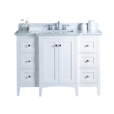 Homedee   Modern Curved White Bathroom Vanity