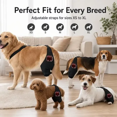 Comfort Neoprene Pet Support Strap Red Light Therapy Adjustable Collar Buckle Design for Dog Leg Wound Care