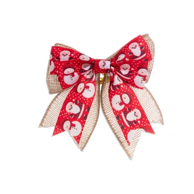 Xmas Factory Price Noel Decorations Front Door Christmas Tree Topper Bow Tie Red Flocked Bow Gold Wired Edge Glitter Ribbon