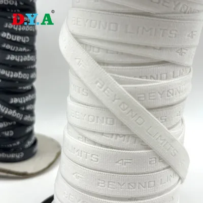 Custom 1cm Embossed Logo Soft Nylon Elastic Band for Garment Jersey Sportswear T-shirt Neck Tape