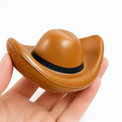 Factory Wholesale PU Foam Mini Cowboy Hat Stress Relief Toy Custom logo Stress Relief Ball Cute Squeeze Toy