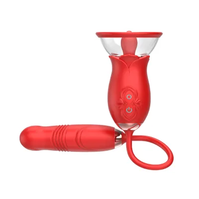 3 in 1 Sucking &Licking Rose Vibrators Rose Sex Toy Vibrator for Woman ,Swallowing Suction Pleasure Nipple Clitoral Stimulator
