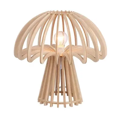 Homie Lighting Traditional Mushroom Wood Round Lampshade Ceiling & Table Lamp with E27 Base