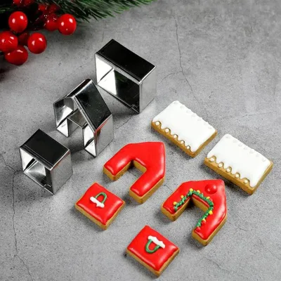 3pcs/set Stainless Steel Mini House Cookie Cutter Diy Gingerbread House Fondant Biscuit Cutter Cake Baking Tool Cookie Mold