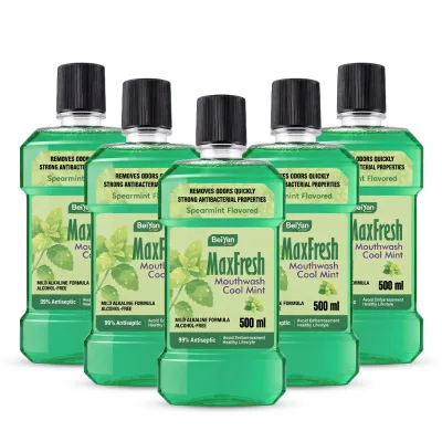 Source Factory Alcohol Free Herbal Extract Mouthwash 500ml Cool Mint Fresh Breath Oral Rinse Daily Care Antibacterial Formula