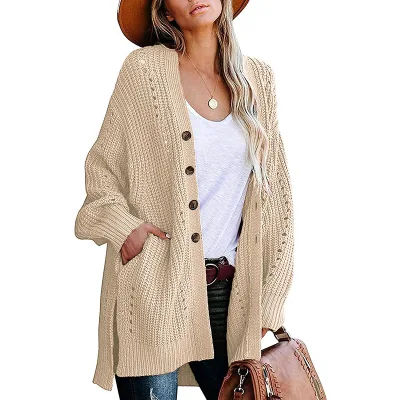 Wholesale Sweater Mujer Custom Manufacturers Knit Cardigan Button Knitted Sweater Women 2025