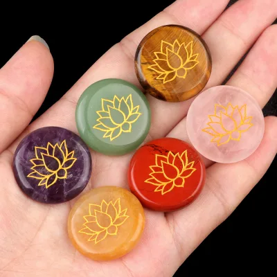 25mm Feng Shui Hand-Carved Natural Gemstone Crystals Amethyst Obsidian Clear Quartz Aventurine Energy Chakra Meditation Polished