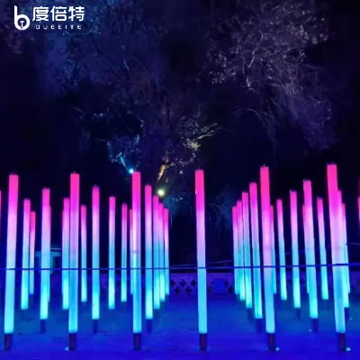 RGB Color Changing Interactive Light Pillar Outdoor Sound Activated Rhythm Light Column for Park Scenic Landscape Decoration