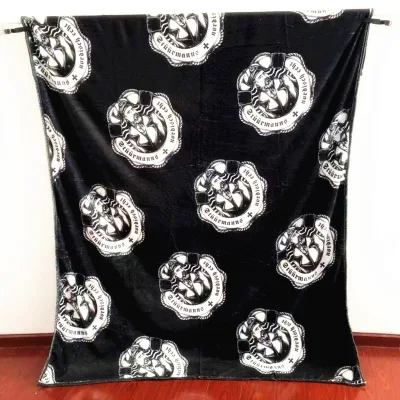 Customizable Knitted Polyester Fleece Blanket Double Sided Printed Plush Cartoon Pattern Wearable & Portable